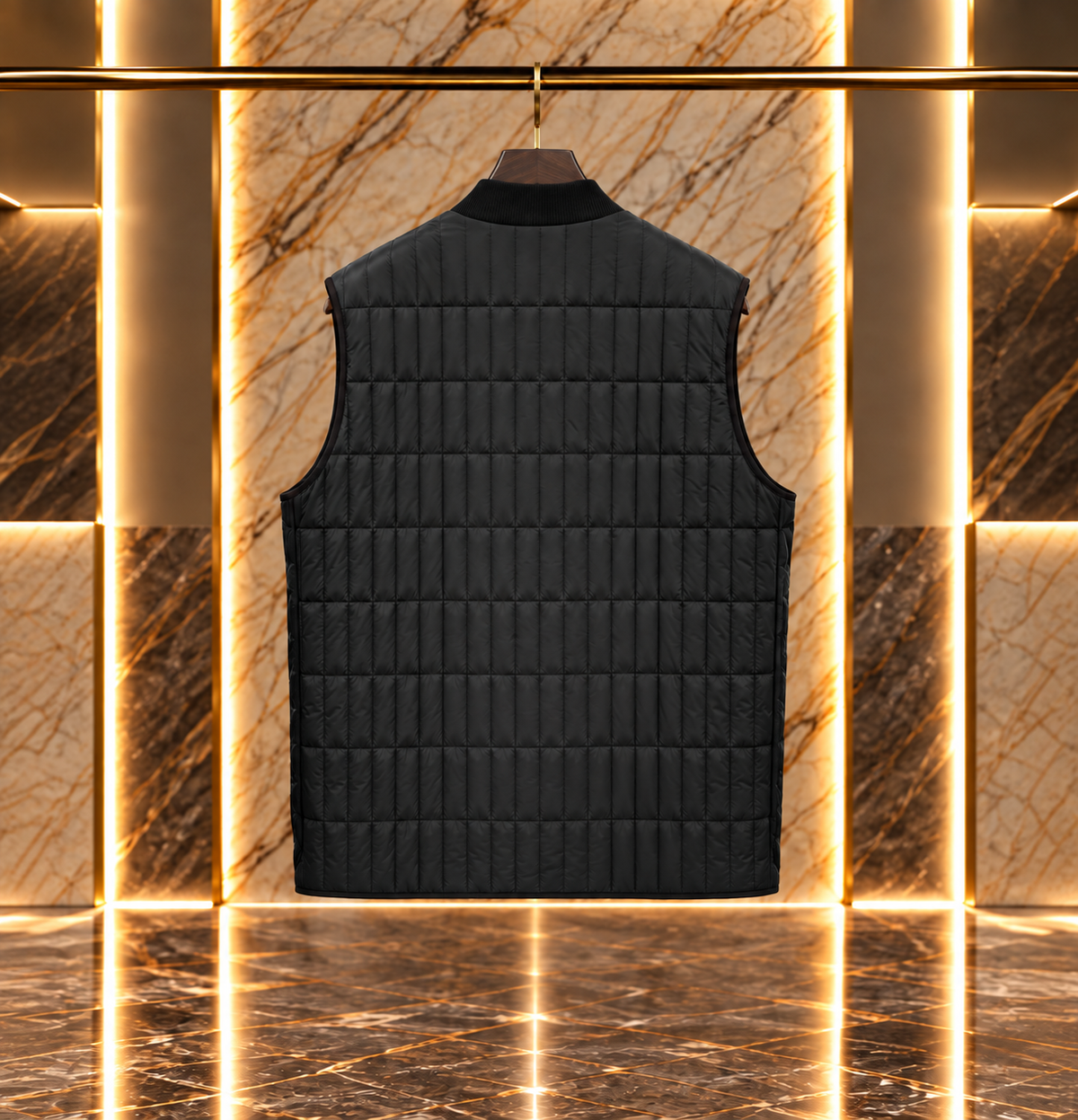 Pra Re-Nylon Quilted Vest with Enameled Metal Triangle Logo