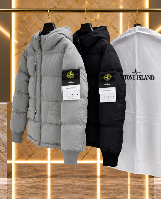 Stone Hooded Puffer Jacket Seamless Tunnel Nylon Down-TC
