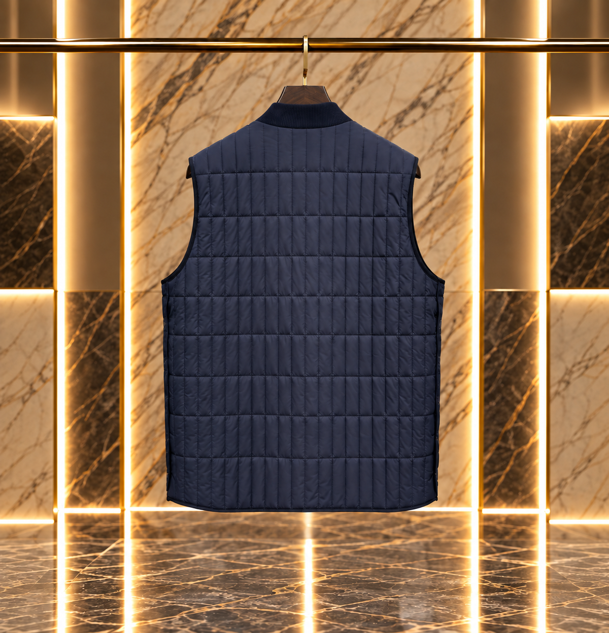 Pra Re-Nylon Quilted Vest with Enameled Metal Triangle Logo