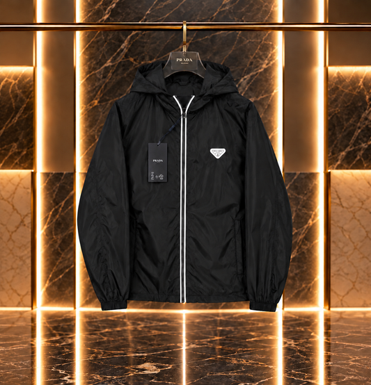 Pra Re-Nylon Hooded Windbreaker Jacket Black