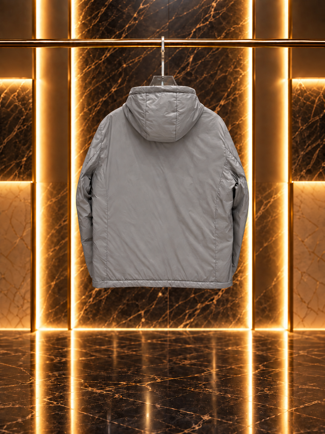 Pra Re-Nylon Hooded Windbreaker Jacket with Enameled Metal Triangle Logo