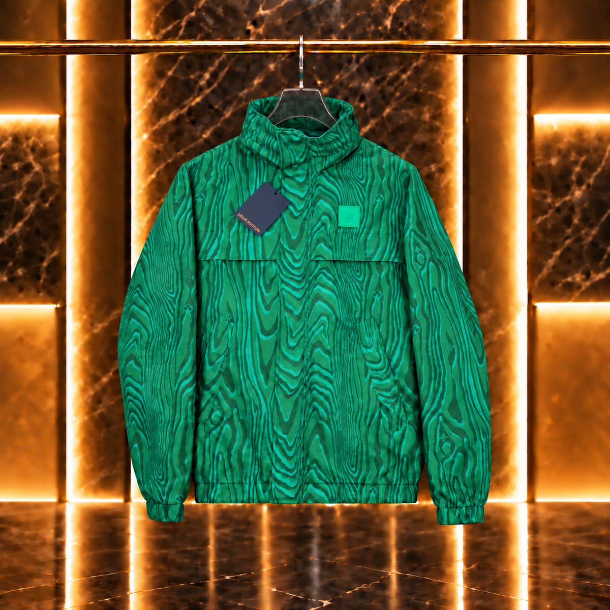 LVTN Wood-effect Monogram Hooded Windbreaker