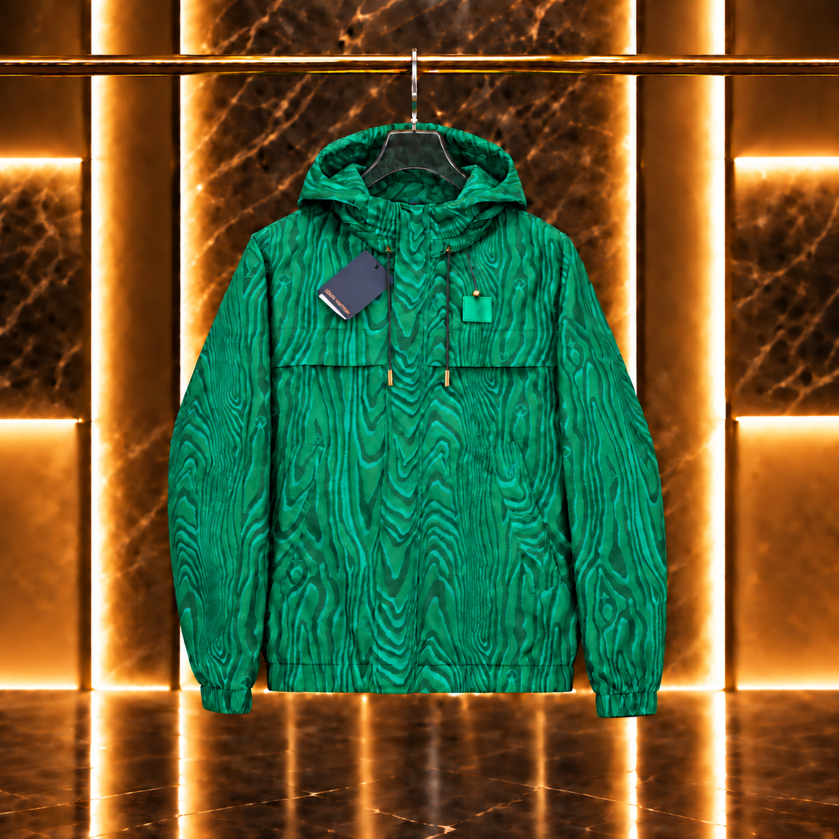 LVTN Wood-effect Monogram Hooded Windbreaker